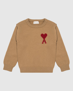 Ami Paris Children's brown wool sweater KKS847018