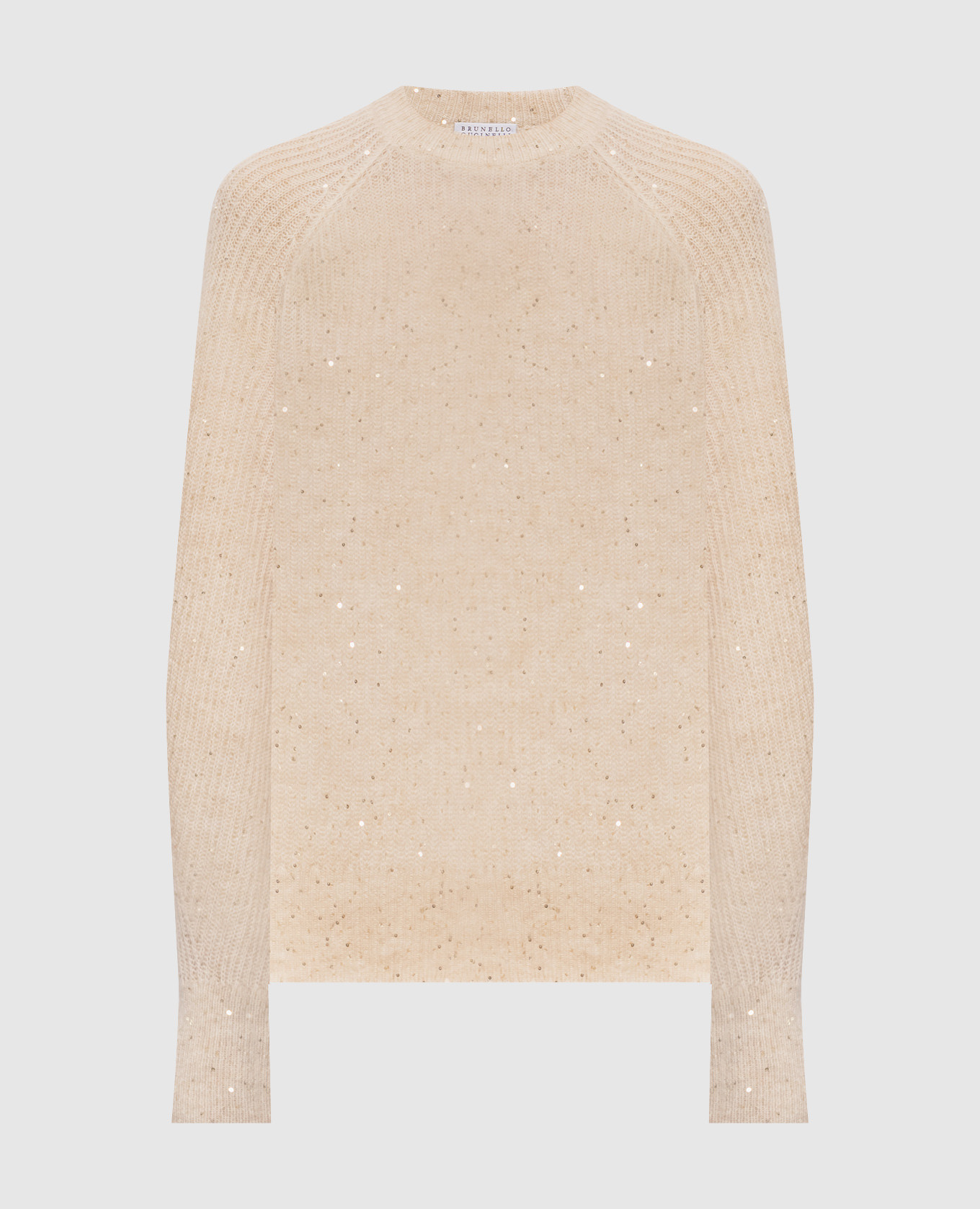 Beige wool sweater with sequins