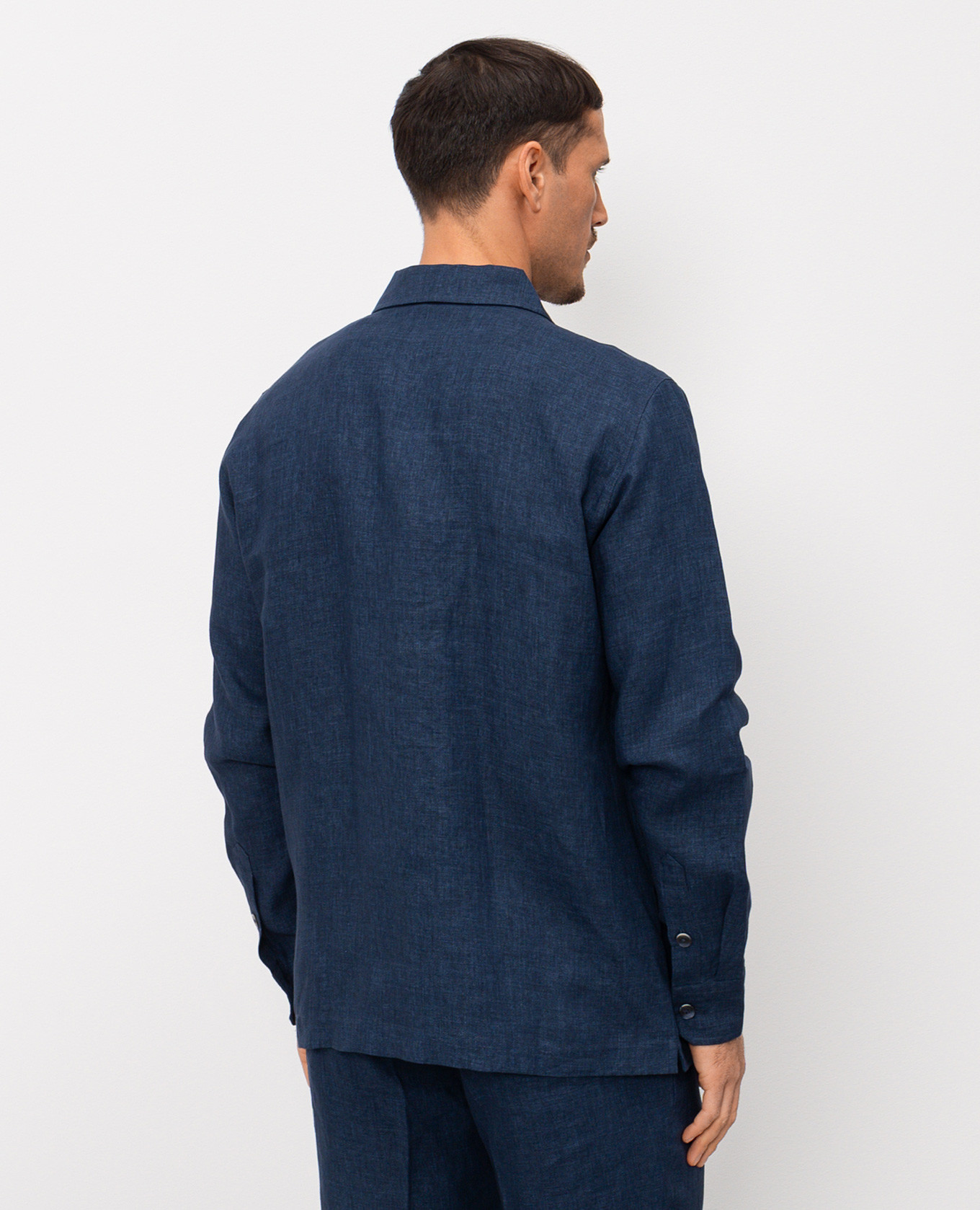 Blue straight-cut linen shirt CAPOBIANCO 4