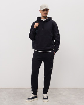 C.P. Company Blue hoodie with logo patch MSS714A005086W