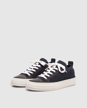 Brunello Cucinelli Blue sneakers with a monil chain MZ35G2650