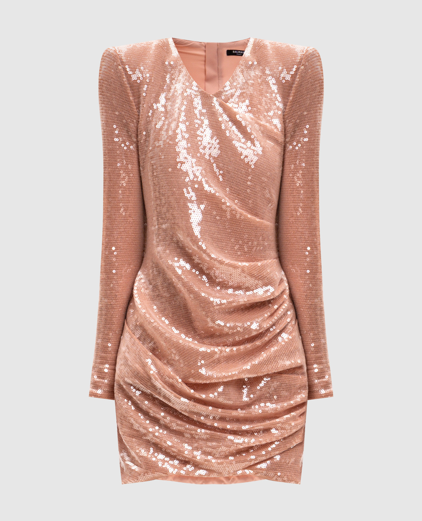 

Beige sequined dress with drapery Balmain