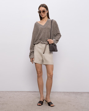 Brunello Cucinelli Brown pullover with linen M8Q257102