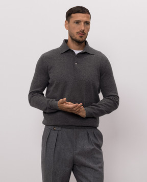 Brunello Cucinelli Grey cashmere polo shirt M2200295