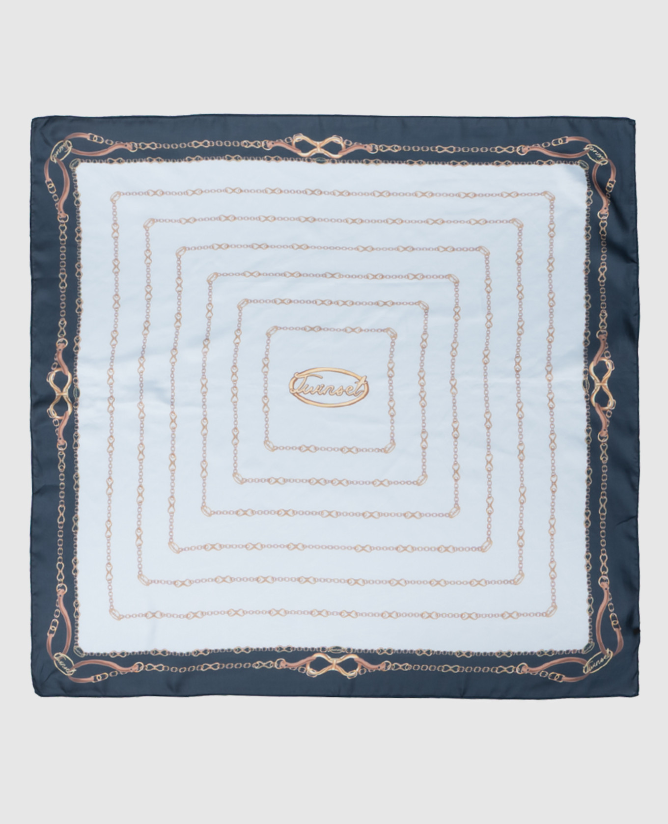 

Blue scarf with print Twinset, Light blue