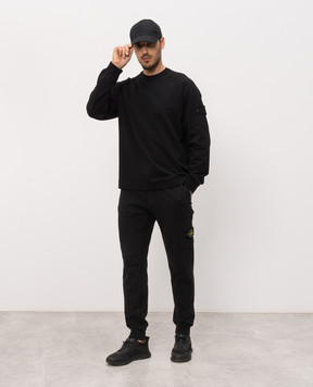Stone Island Black joggers with logo patch L1S156200010S0051