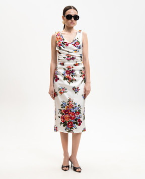 Dolce&Gabbana White dress with floral print F612RTFSICE