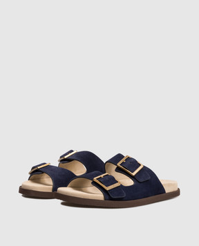 Brunello Cucinelli Blue flip-flops with logo engraving MZUSOLY235