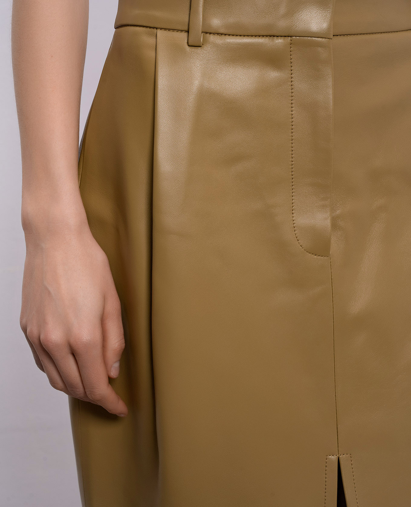 Brown leather skirt Anden Khaite 5
