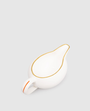Geminiano Cozzi 1765 White porcelain sauceboat Striche Arancio e Oro LGCMI3639053