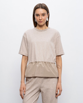 Peserico Beige melange T-shirt with monil chain S06433J05667A