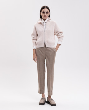 Peserico Beige wool cardigan with sequins A99234F0509336