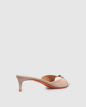 Santoni Beige patent leather mules WHTQ71691HA2NVHD