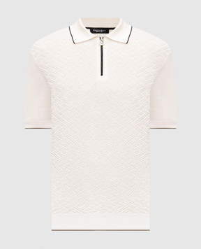 Stefano Ricci White patterned silk polo shirt K616452P31F26117