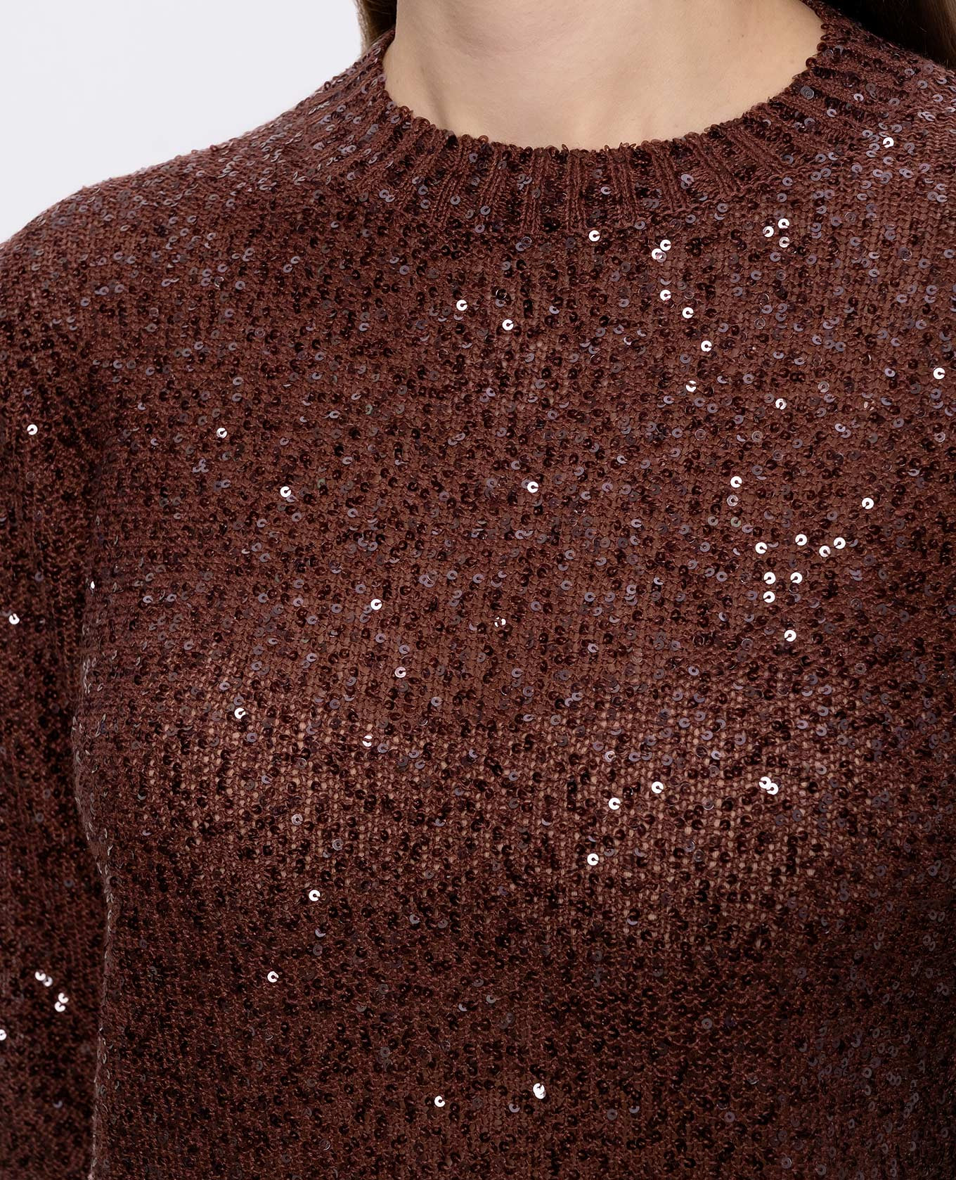 Brown sequined linen, cashmere and silk jumper Brunello Cucinelli 5