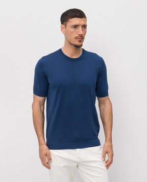 Brunello Cucinelli Blue t-shirt with piping M29805200