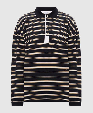Blue striped polo shirt
