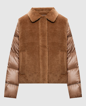 Peserico Brown down jacket with wool and silk S24132A3366