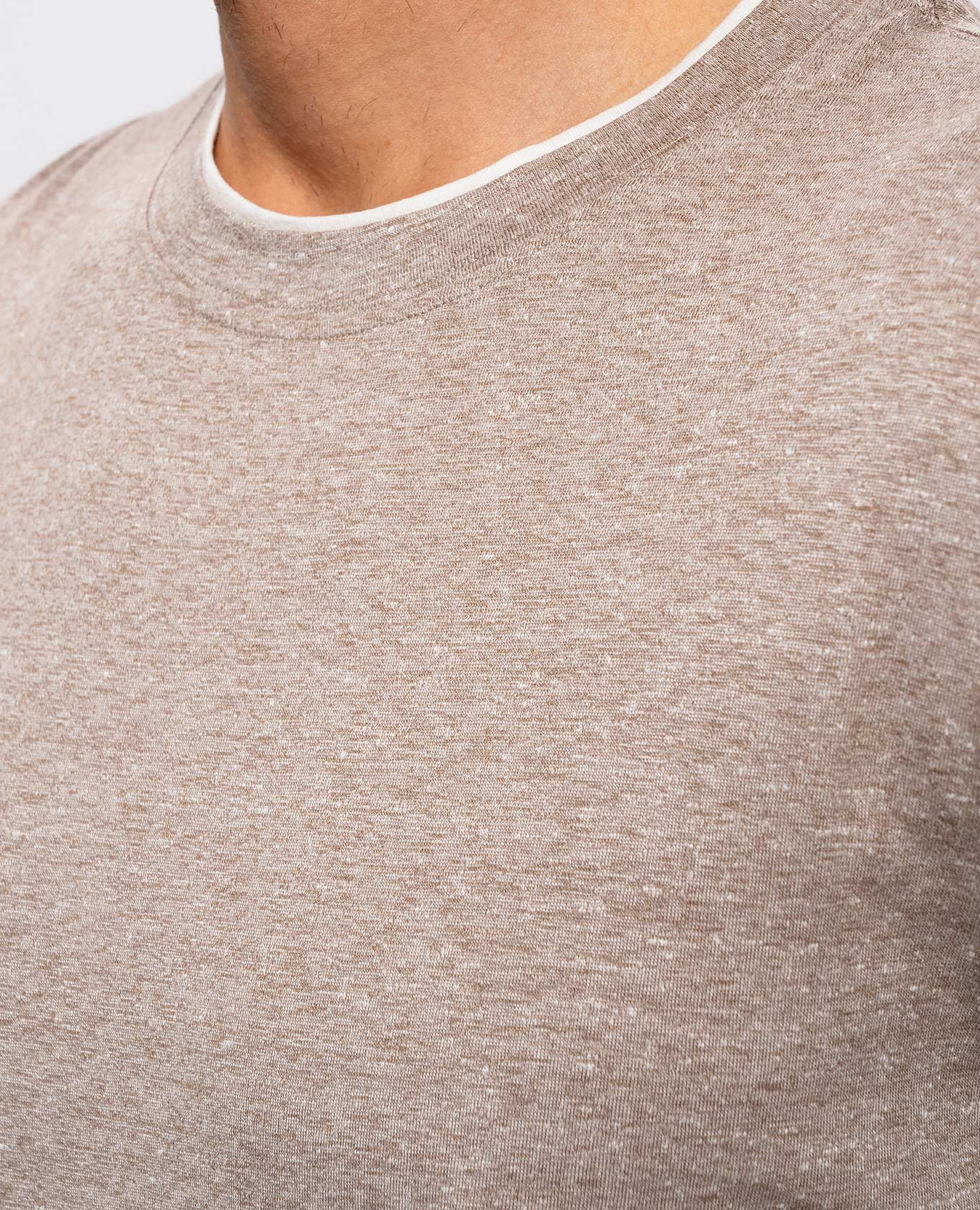 Beige melange linen T-shirt Brunello Cucinelli 5