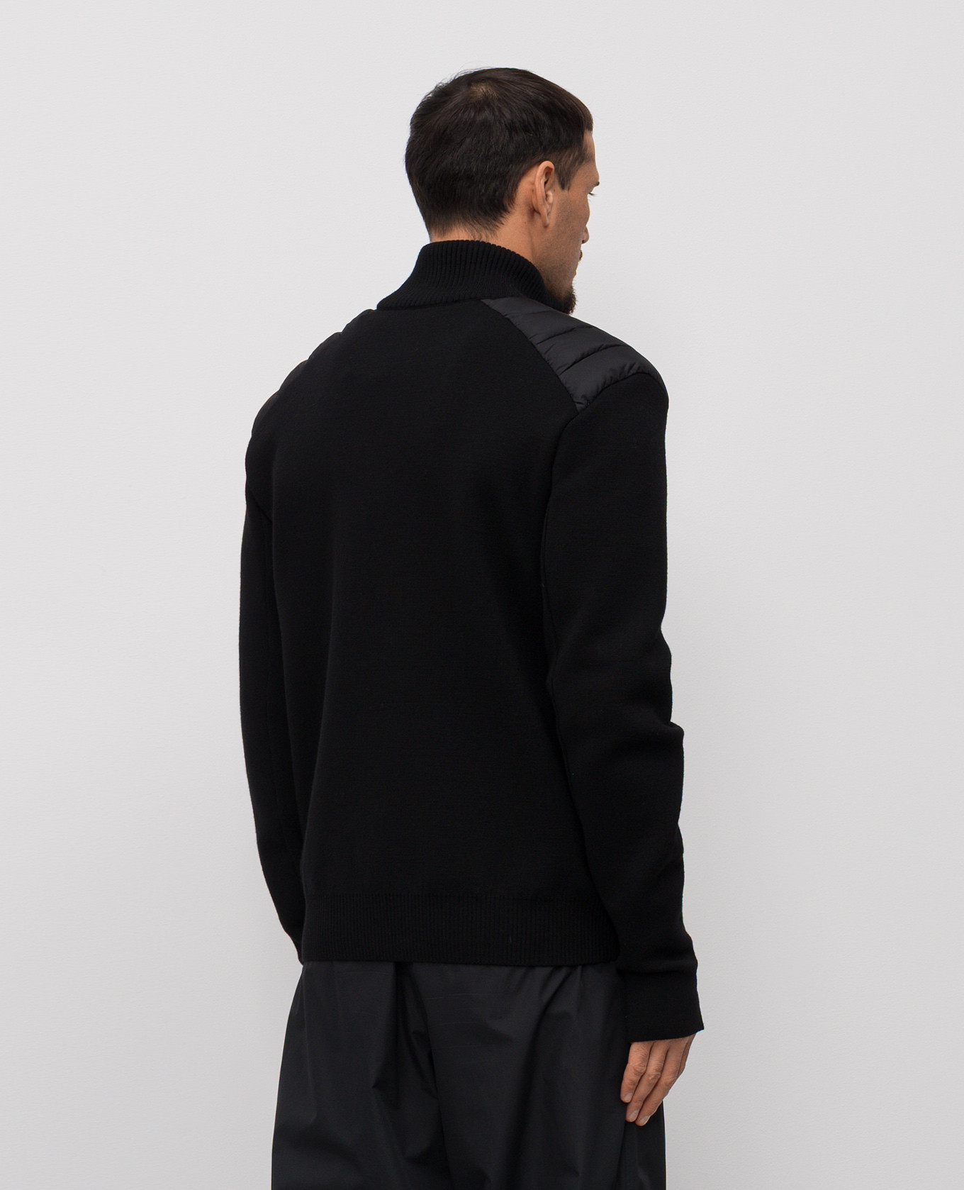 Black wool cardigan with emblem Moncler Grenoble 4