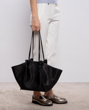 YUZEFI Mochi black raffia tote bag LARGEMOCHI