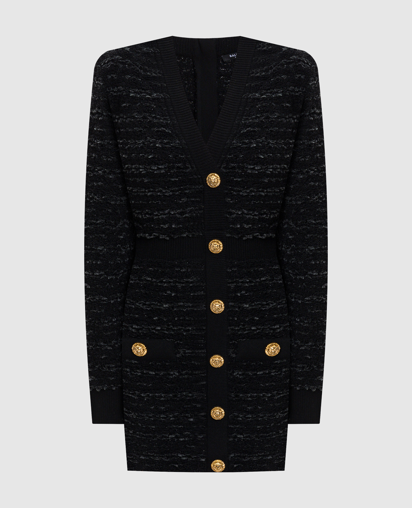 

Black tweed dress with accent shoulders Balmain
