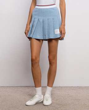 Thom Browne Blue pleated skirt with logo patch FJK155AJ0194
