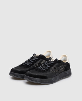 Premiata Black NOUS logo print combination sneakers NOUS