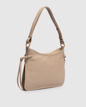 Twinset Beige leather hobo bag with embossed logo 262TB7170