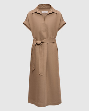 Agnona Brown midi dress with linen and silk TR1106YU2108