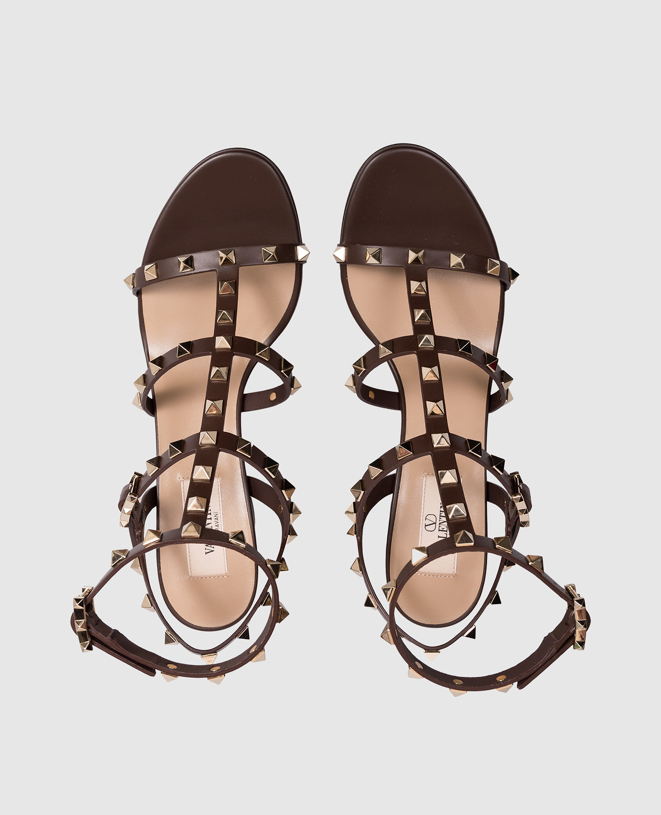 

Brown leather Rockstud sandals Valentino