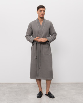 L'appartement Gray waffle bathrobe MIAWAFFLEBATHROBE