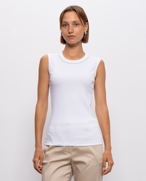 Peserico White T-shirt with a monil chain A08700J005669