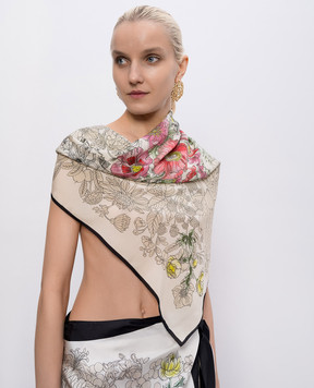 MANTERO 1902 Alba Flora ivory silk scarf 0908F0023G57019
