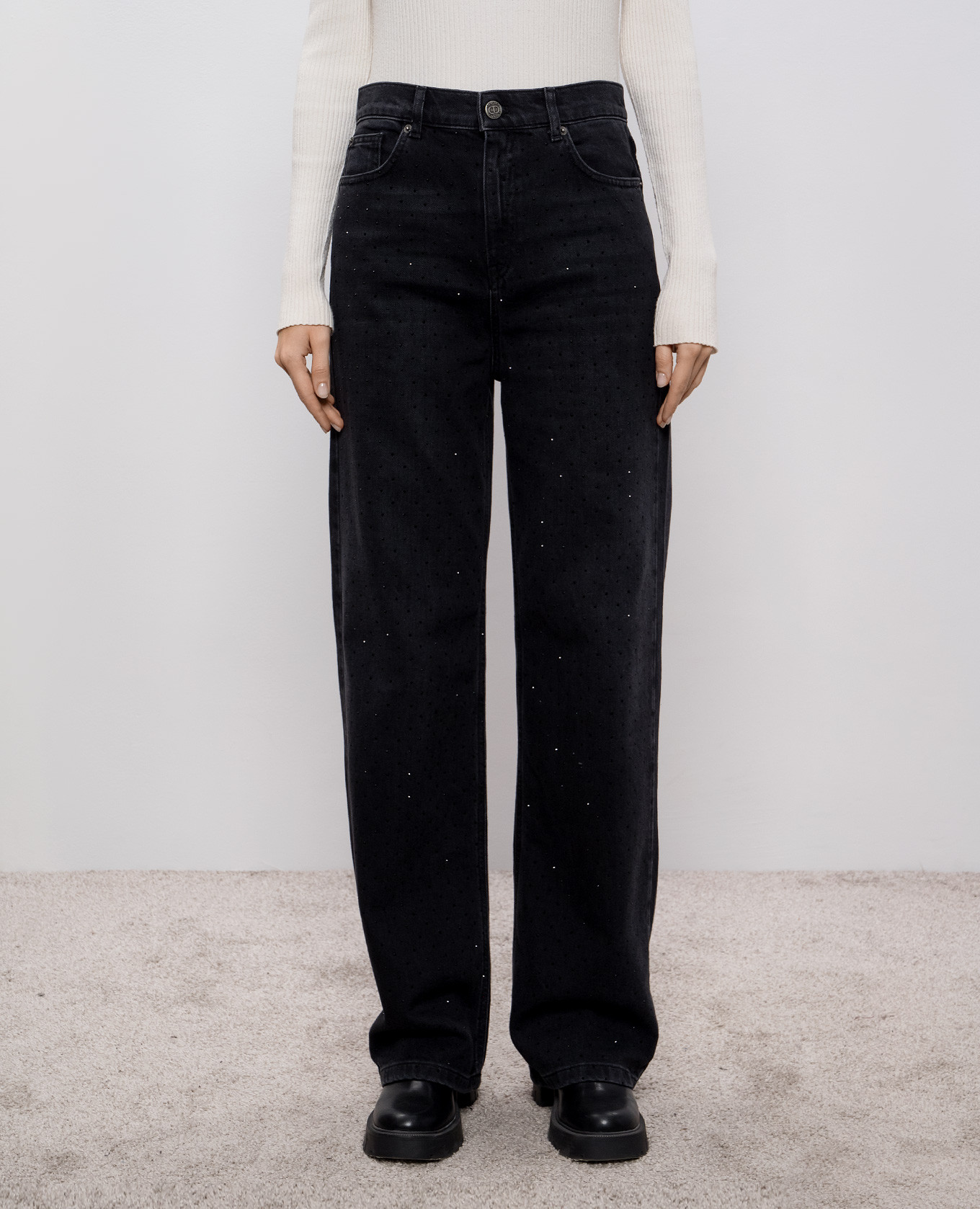 Black jeans with crystals Twinset 3