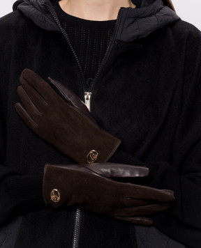 Twinset Brown gloves with nubuck 262TO5210