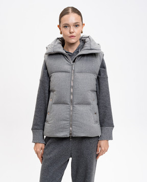 MooRER FUENTE gray down vest made of wool and cashmere FUENTELS9