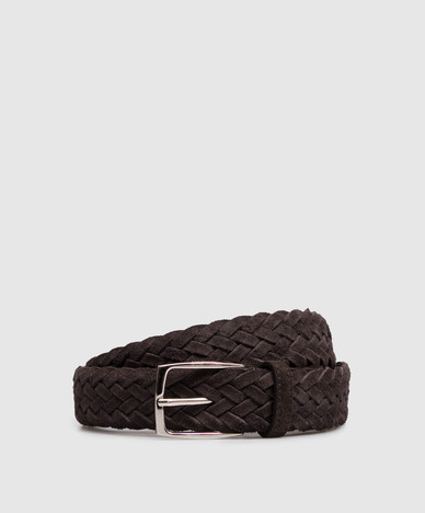 Ceinture en daim marron tressé