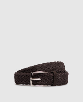 ISAIA Brown suede belt with weaving FB0047PLF40