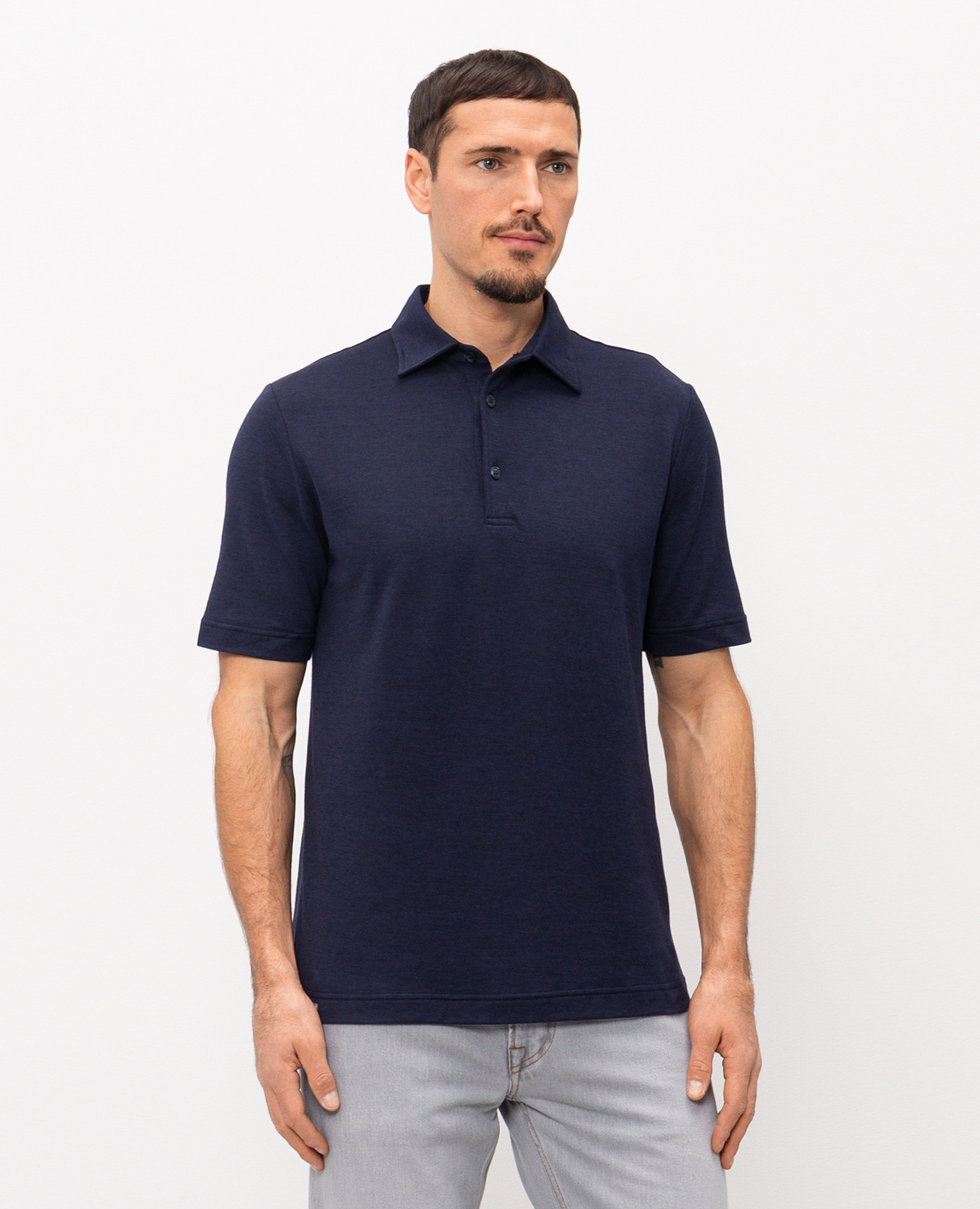 

Blue polo shirt with logo patch CAPOBIANCO