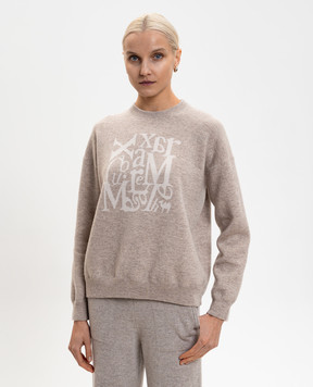 Max Mara Beige SMMFLIPPER wool and cashmere sweater with logo SMMFLIPPER