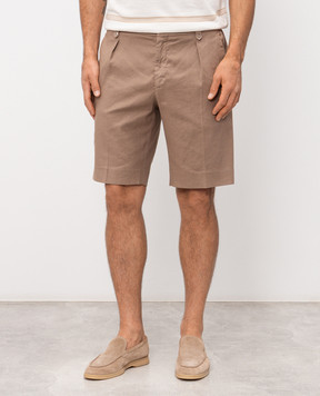Stefano Ricci Brown linen shorts with emblem M1T6100180LCTL1U