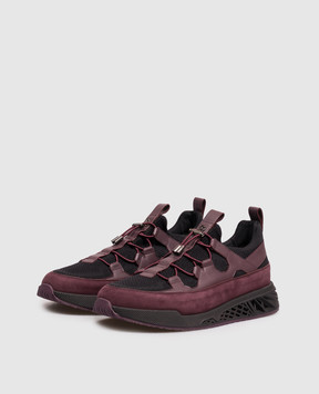 Stefano Ricci Burgundy combination sneakers with monogram UR78G4272TSWYSN
