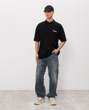 Vetements Black polo shirt with embroidery ME76PO226B