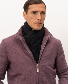 Stefano Ricci Black cashmere scarf with fringe MWA63000806853