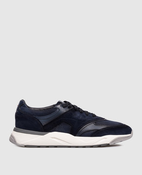 Santoni Blue suede sneakers with perforations MBIM22112BGRTOKC