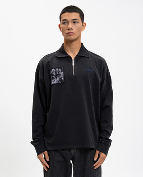 Off-White Faded Painting Black Long Sleeve Polo 44MAD00NF5J003
