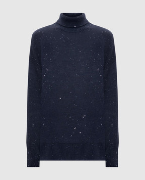 Brunello Cucinelli Blue cashmere and silk sequined sweater M73539914