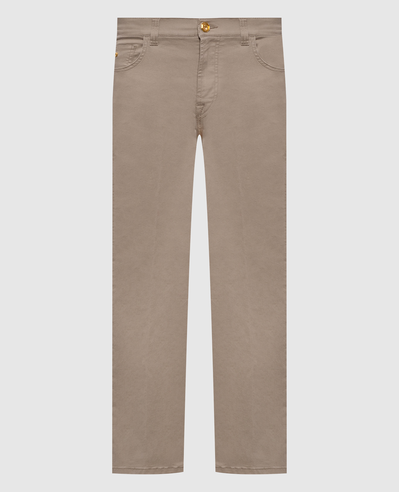 Beige jeans with logo patch