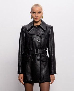 Saint Laurent Black leather double-breasted jacket 876892YCQT2